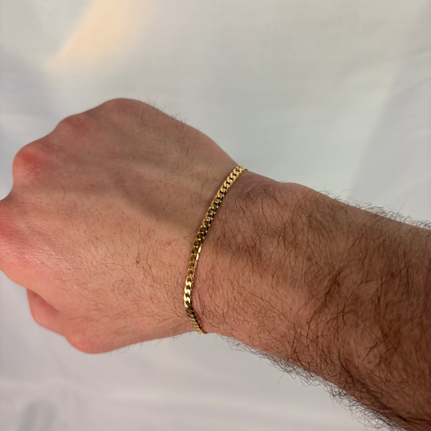 14k Gold Vermeil Flat Cuban Bracelet 3mm In 7 & 8 Inches