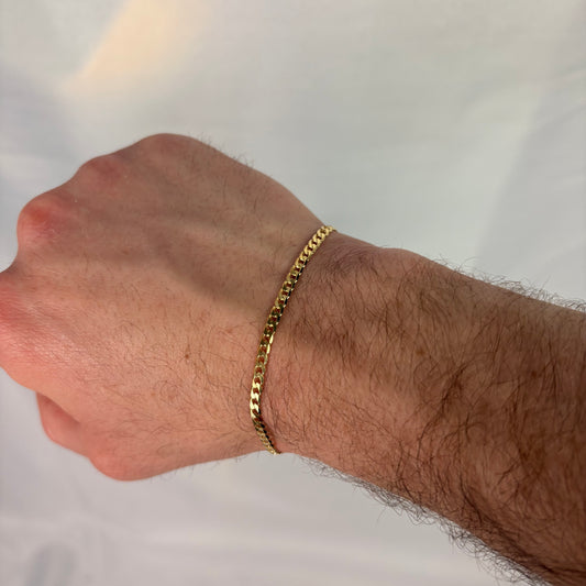 14k Gold Vermeil Flat Cuban Bracelet 3mm In 7 & 8 Inches