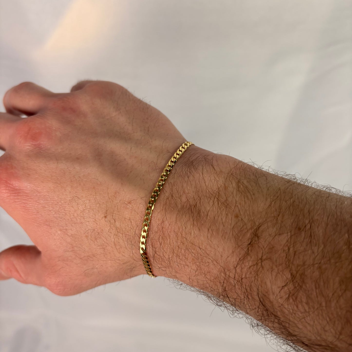 14k Gold Vermeil Flat Cuban Bracelet 3mm In 7 & 8 Inches