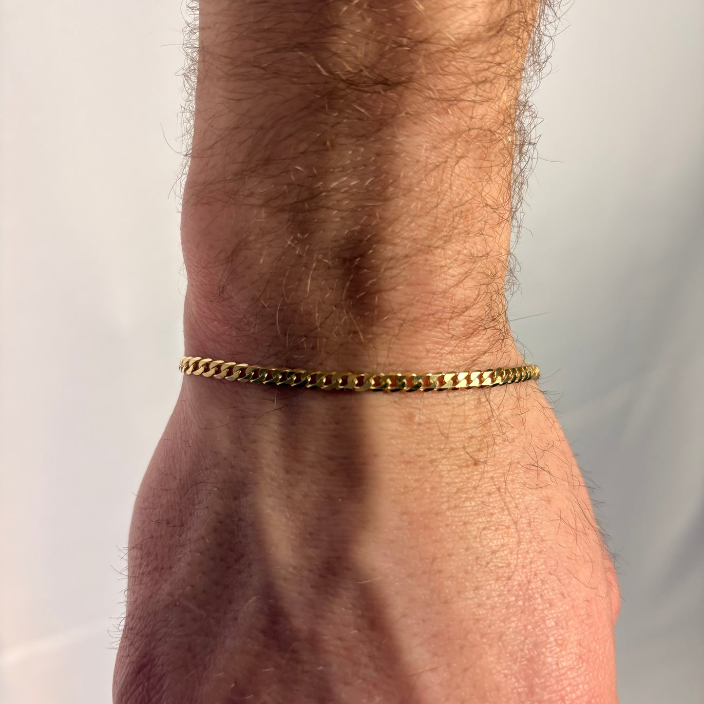 14k Gold Vermeil Flat Cuban Bracelet 3mm In 7 & 8 Inches