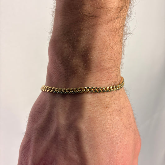 14k Gold Vermeil Miami Cuban Link Bracelet In 4mm 7 & 8 Inches