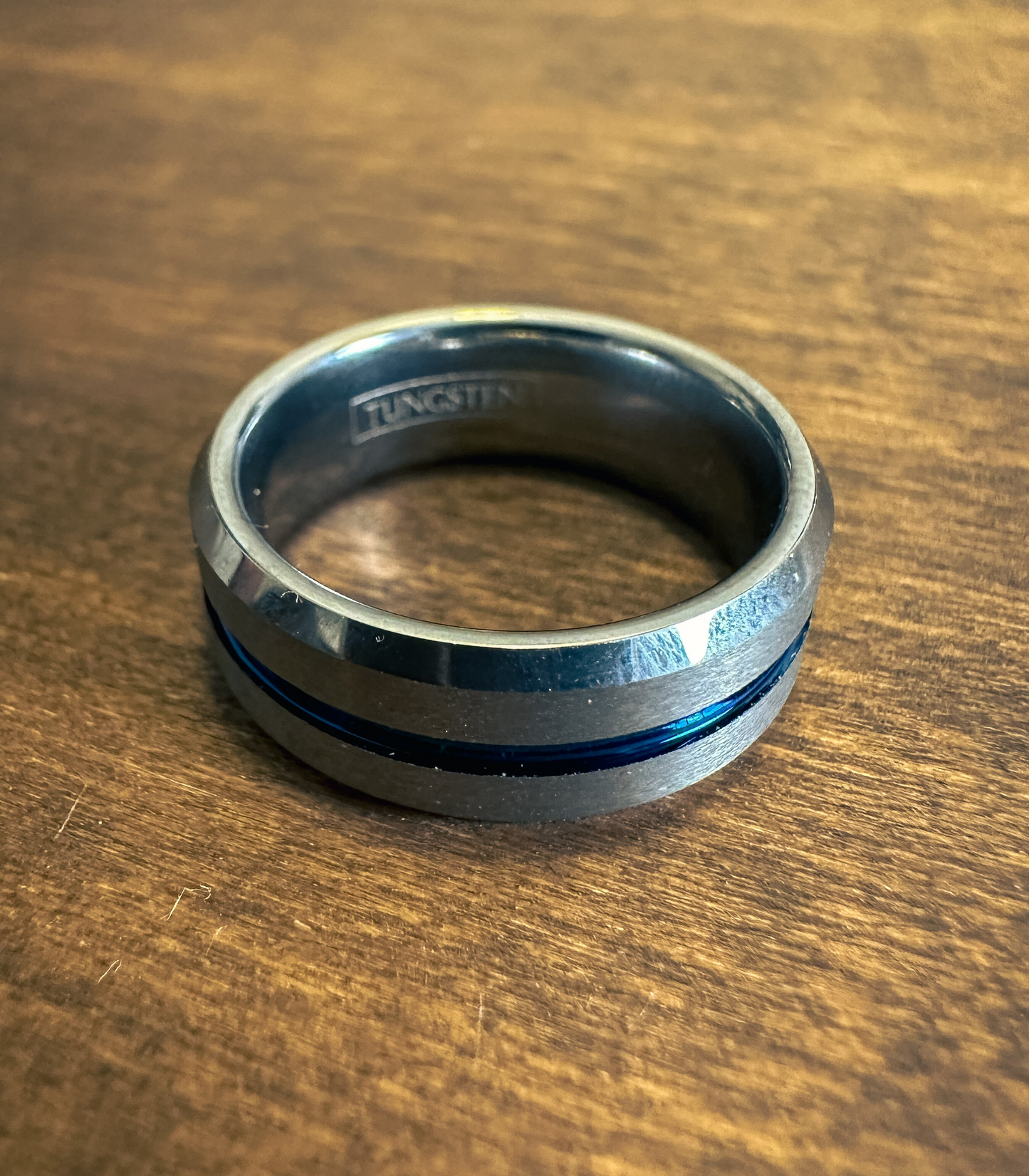 Two Tone Silver and Blue Ring