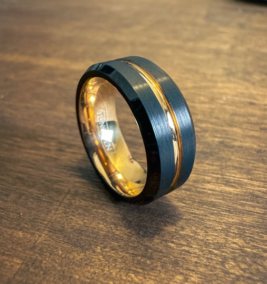 Two Tone Black and Rose Gold Ring