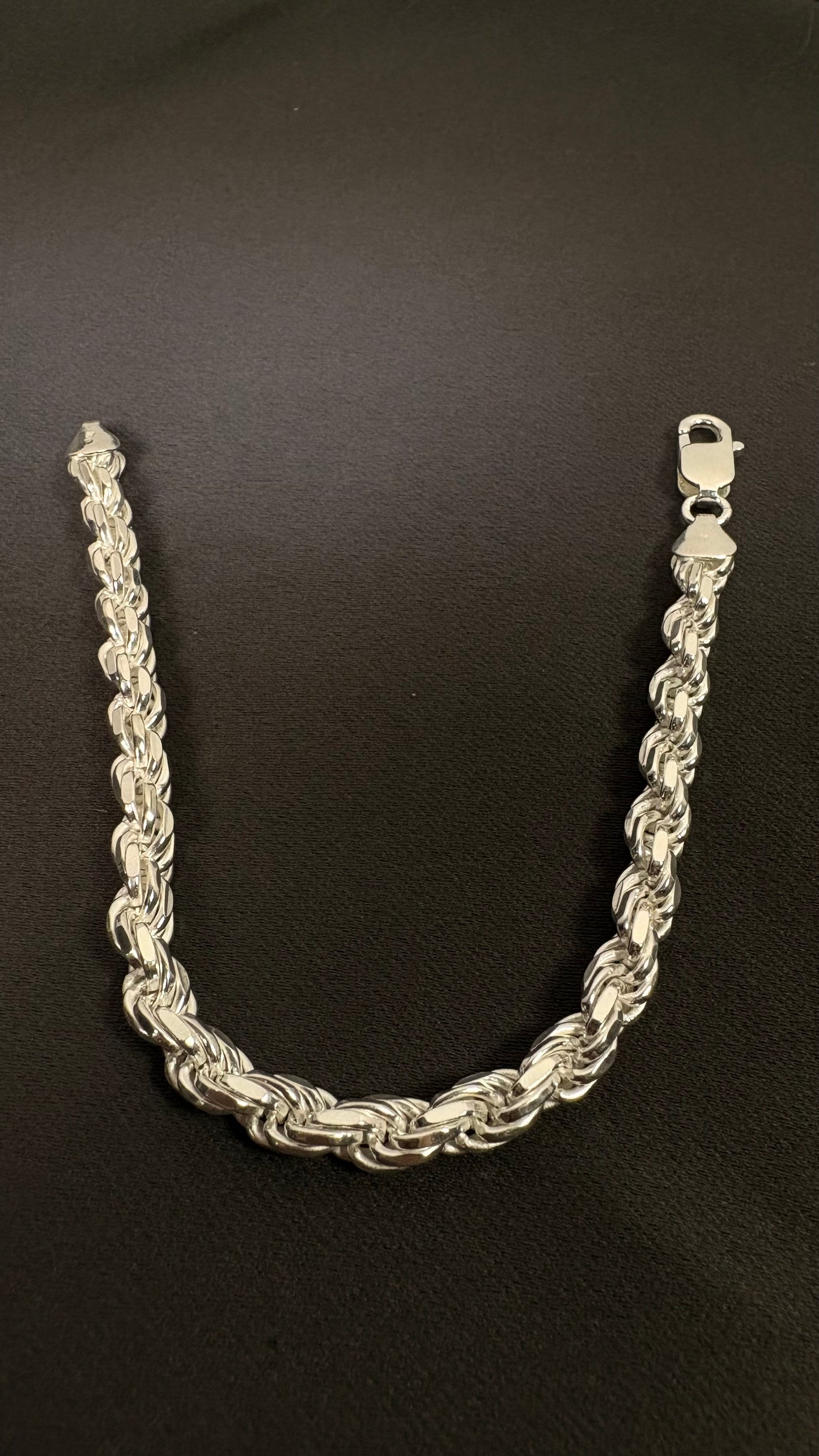 Solid .925 Sterling Silver Diamond Cut Rope Bracelet 5.5mm