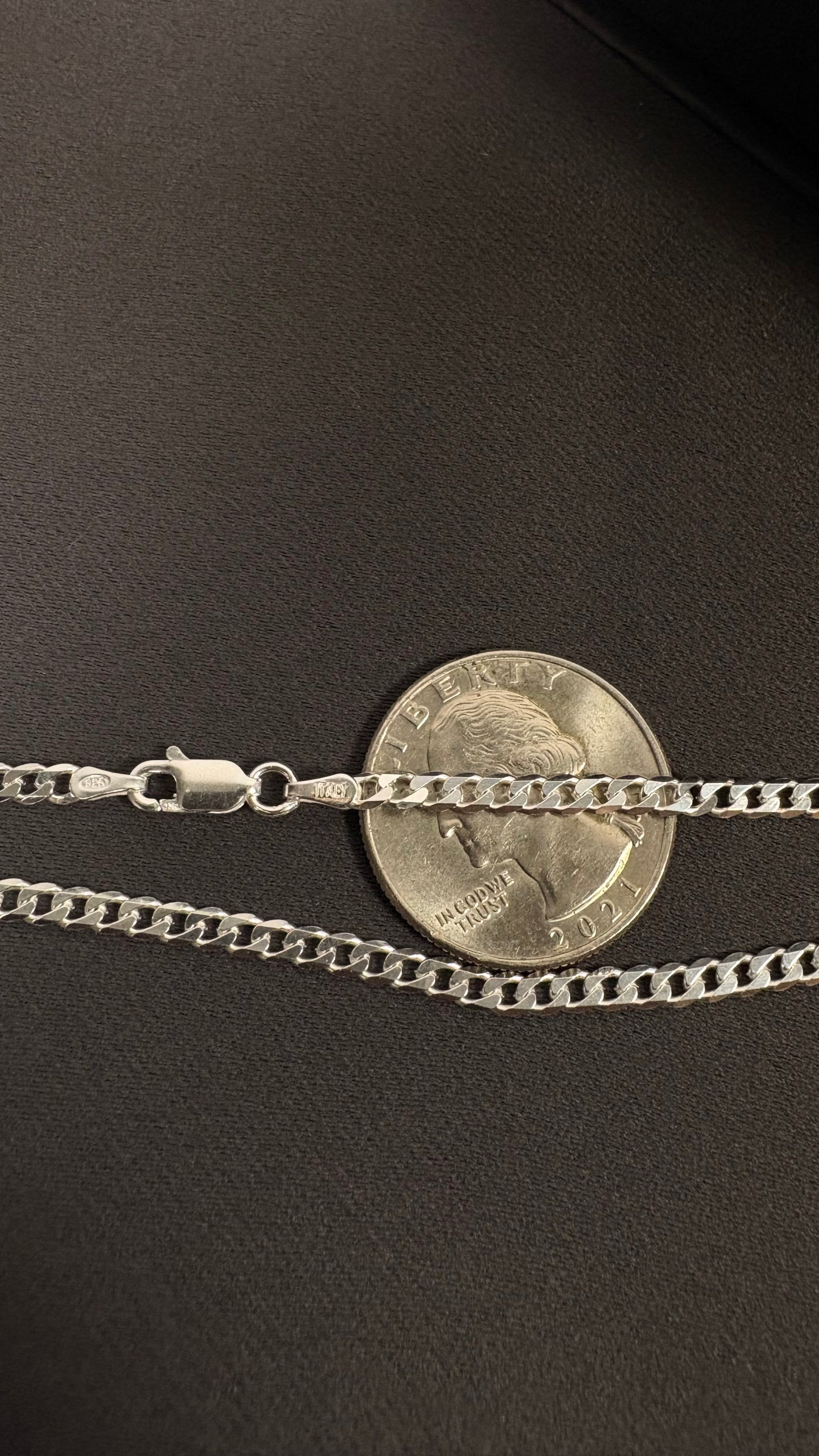 Solid .925 Sterling Silver Flat Cuban Link Bracelet 3mm