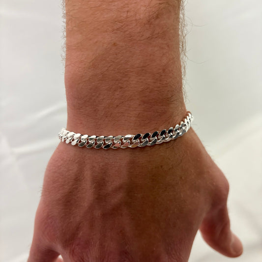 Solid .925 Sterling Silver Heavy Miami Cuban Bracelet 6.3mm
