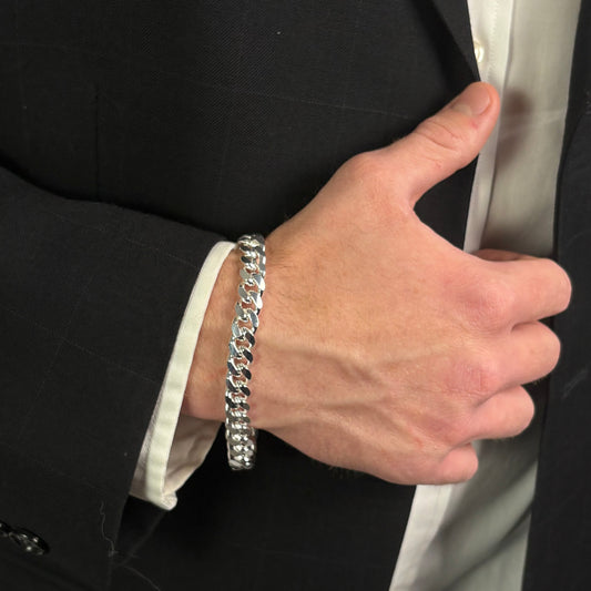Solid .925 Sterling Silver Heavy Miami Cuban Bracelet 9.2mm