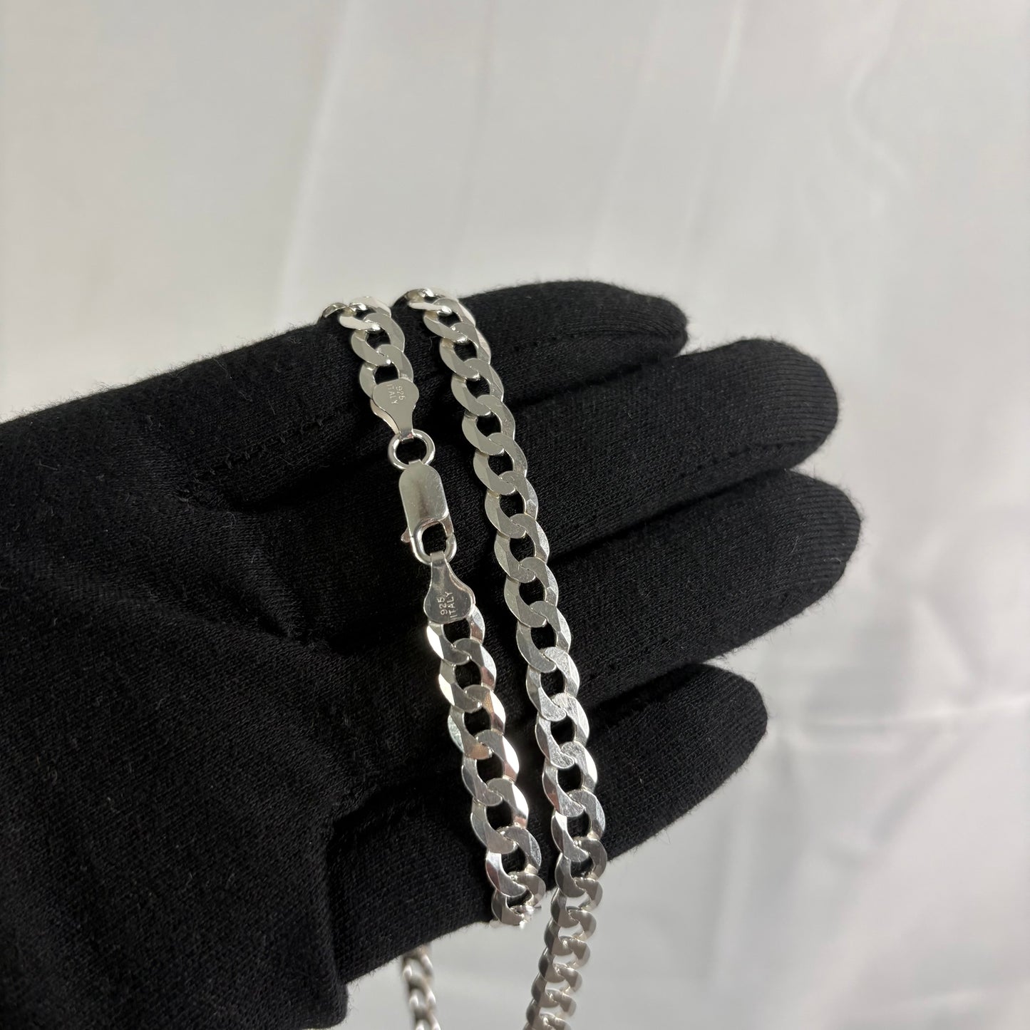 Solid .925 Sterling Silver Curb Chain Minimal Flat Cuban Link Necklace In 6.7mm