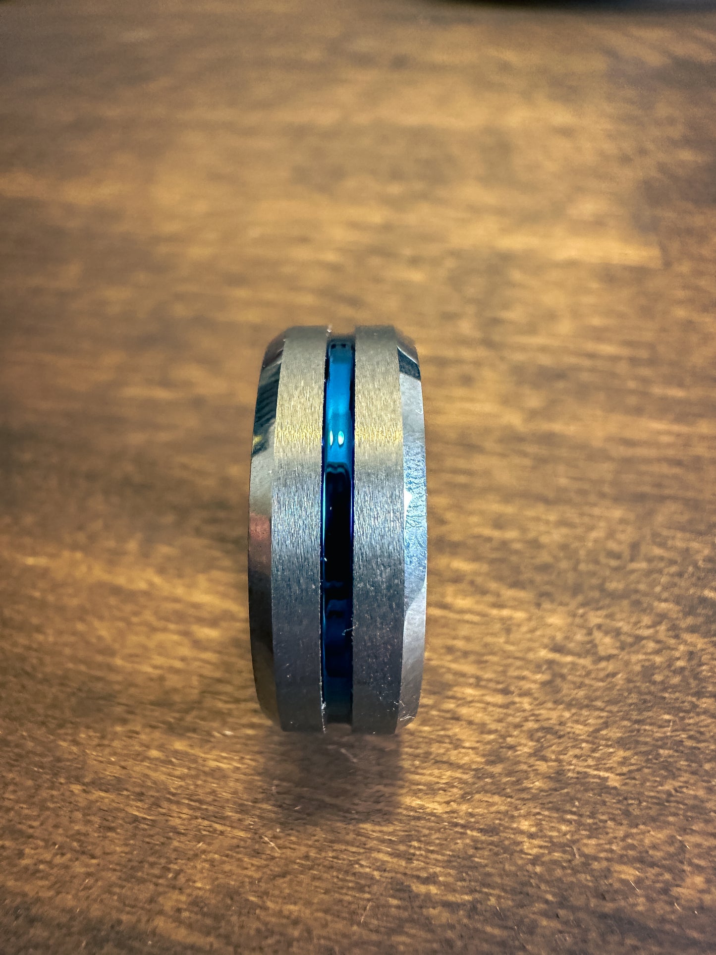 Two Tone Silver and Blue Ring