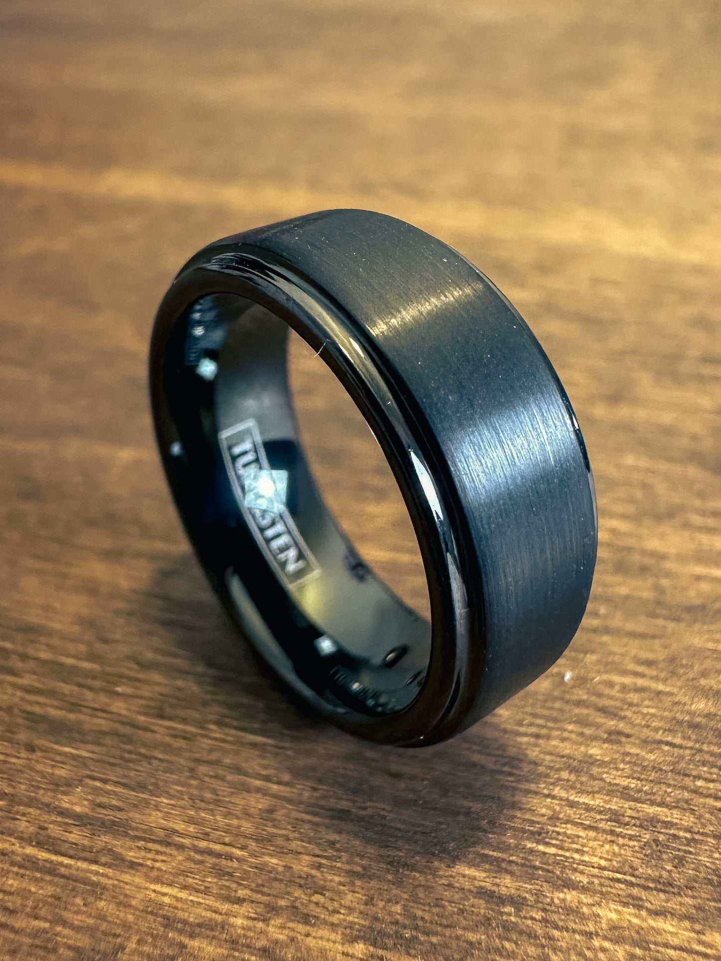 Black Brushed Finish Tungsten Ring