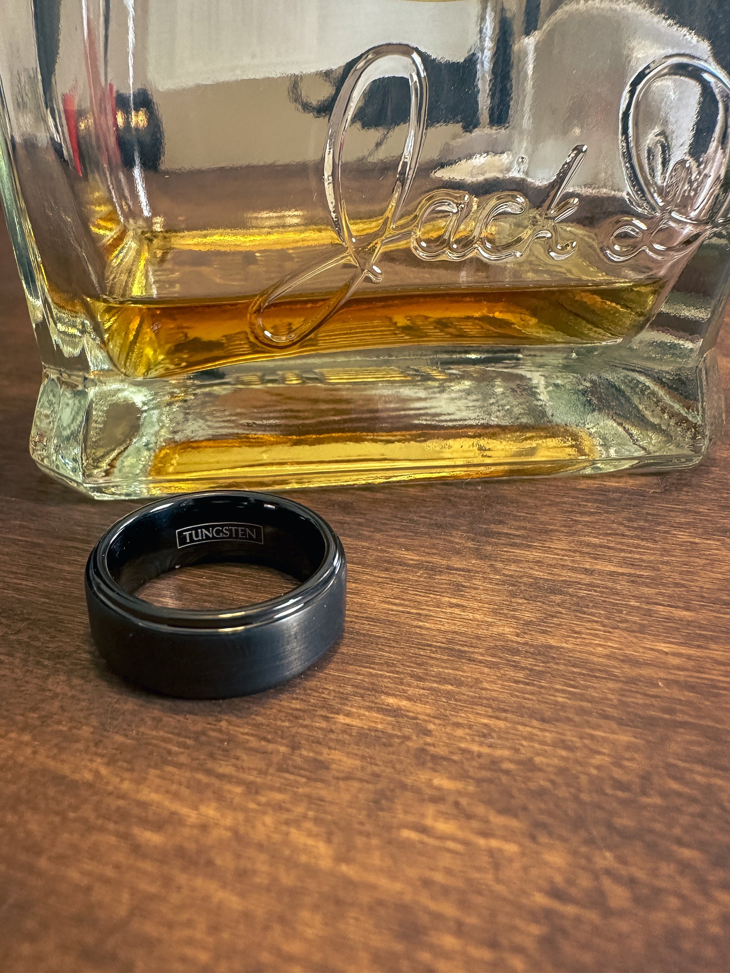 Black Brushed Finish Tungsten Ring