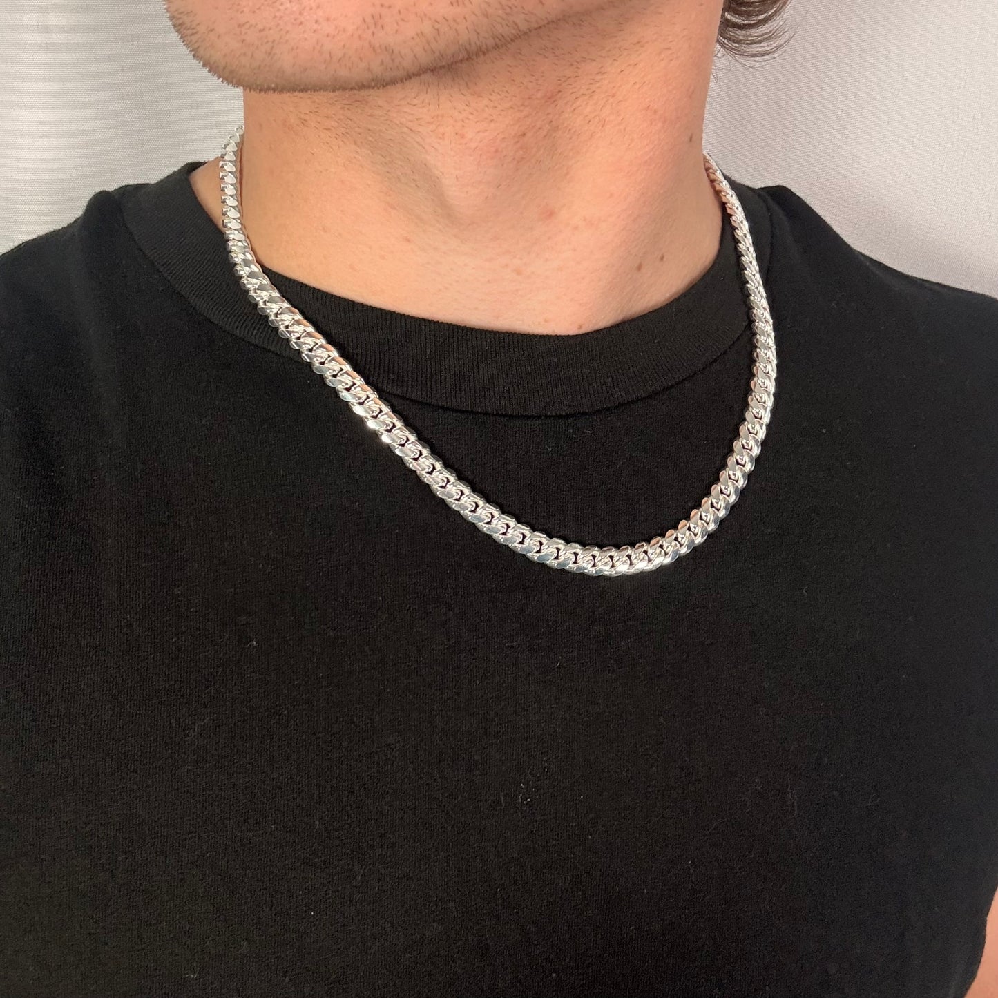 Italian Solid .925 Sterling Silver Heavy Miami Cuban Link Chain With High Polish Finish, Anti Tarnish Waterproof Silver Jewelry