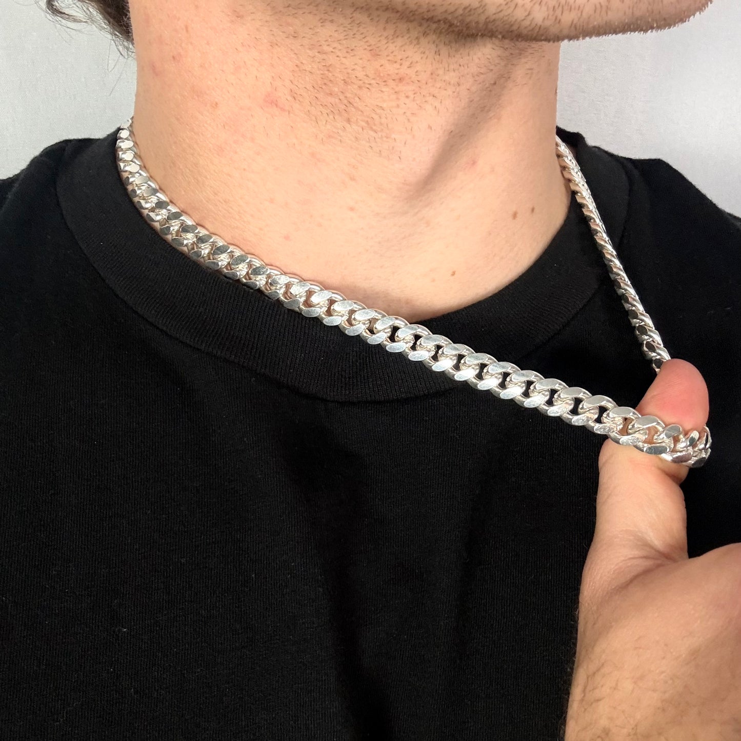 Italian Solid .925 Sterling Silver Heavy Miami Cuban Link Chain With High Polish Finish, Anti Tarnish Waterproof Silver Jewelry