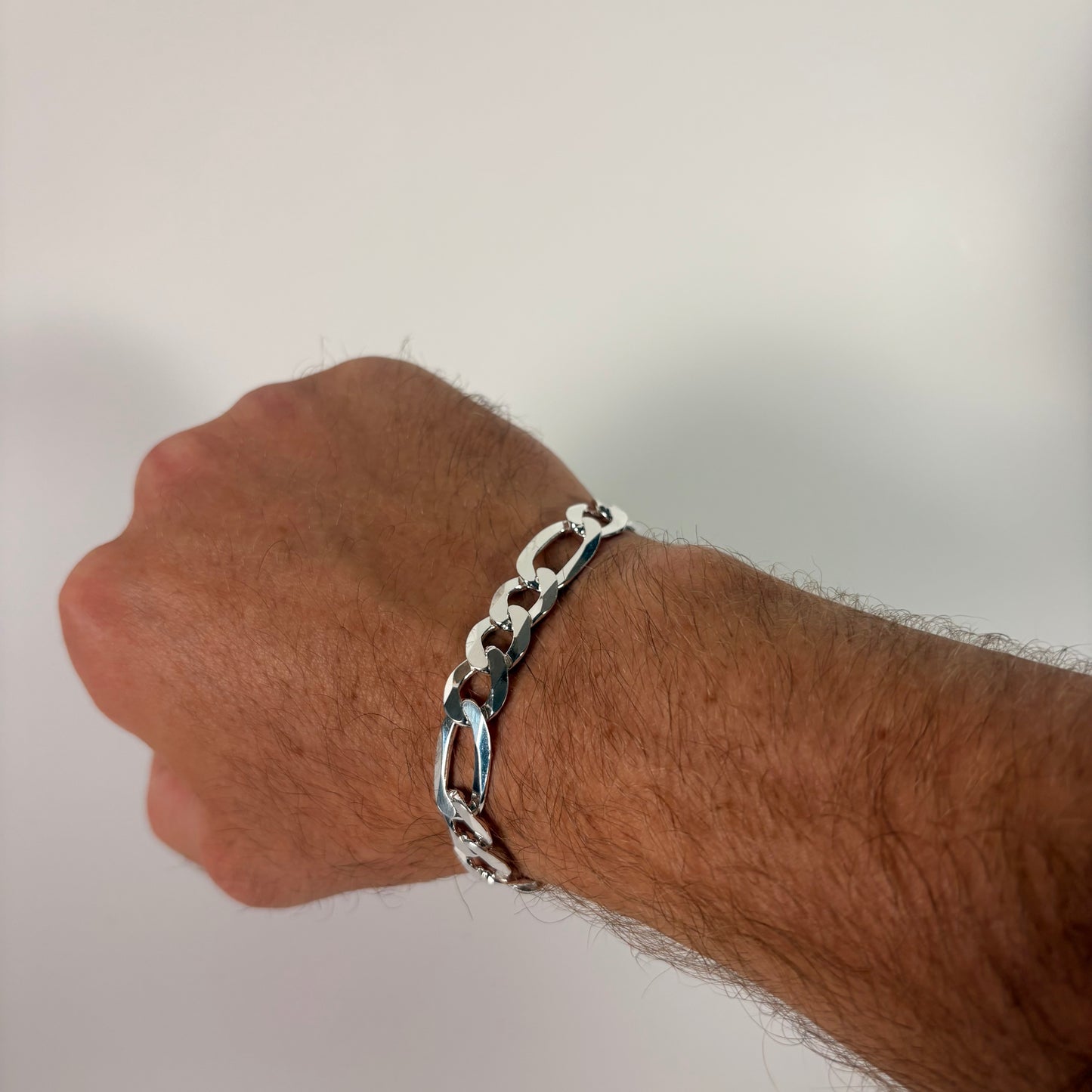 Solid .925 Sterling Silver Figaro Link Bracelet In 9.8mm 7, 8 & 9 Inches