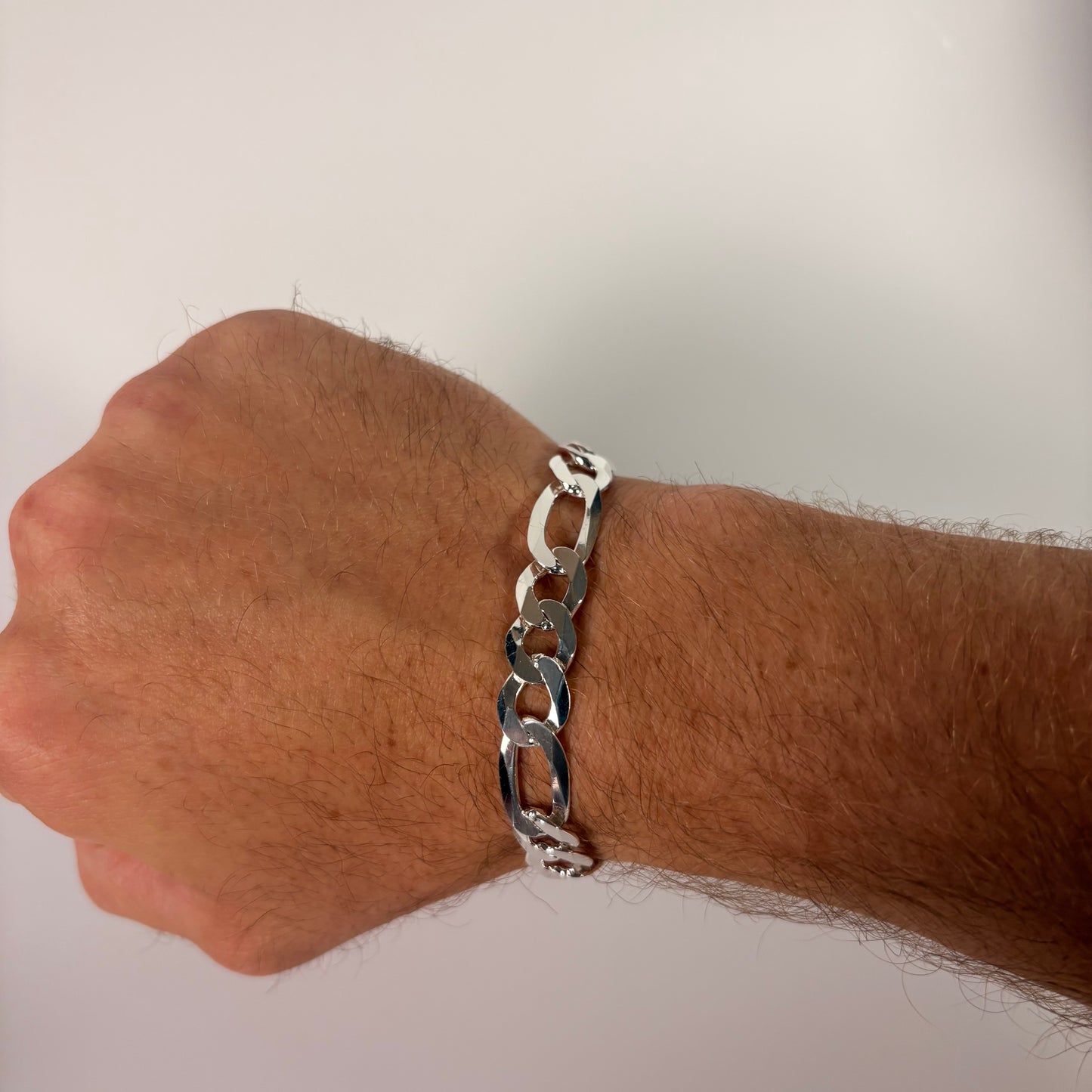Solid .925 Sterling Silver Figaro Link Bracelet In 9.8mm 7, 8 & 9 Inches