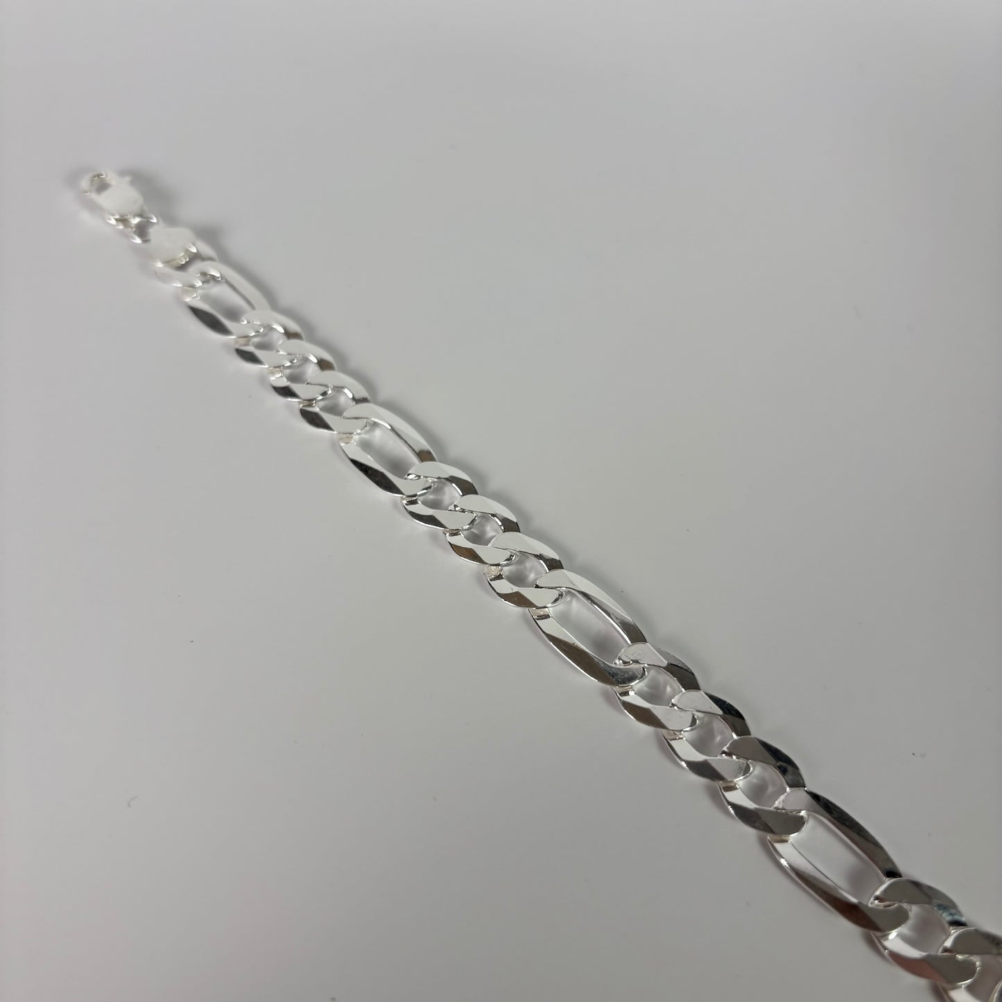 Solid .925 Sterling Silver Figaro Link Bracelet In 9.8mm 7, 8 & 9 Inches