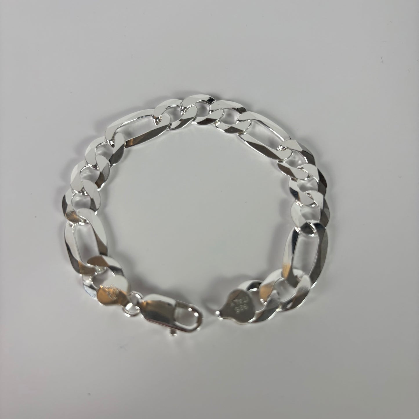 Solid .925 Sterling Silver Figaro Link Bracelet In 9.8mm 7, 8 & 9 Inches