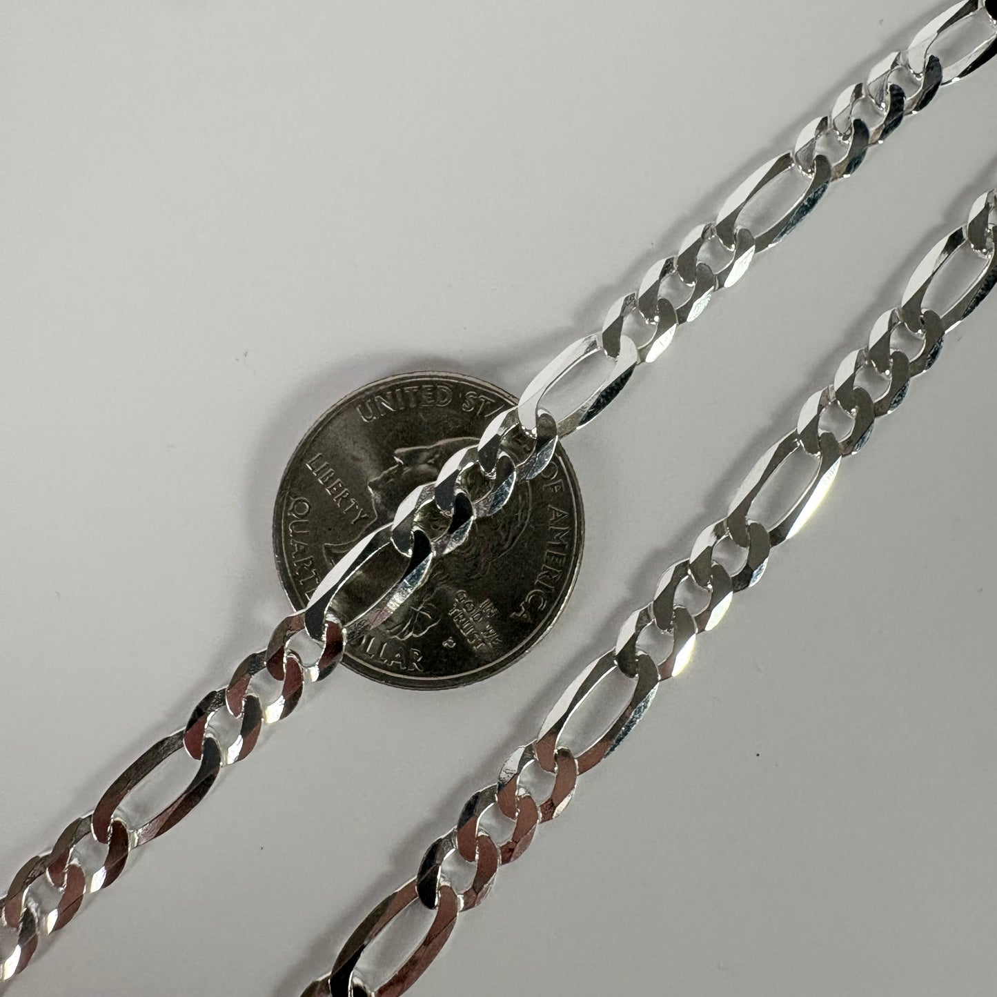 Solid .925 Sterling Silver Figaro Link Chain In 5mm