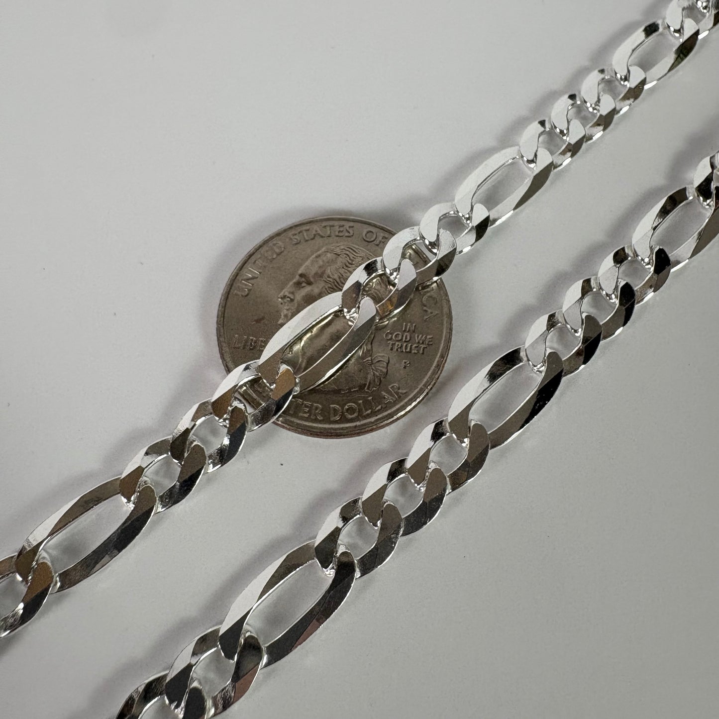 Solid .925 Sterling Silver Figaro Link Chain In 7mm