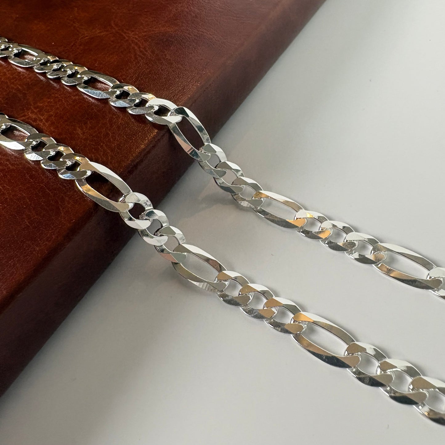 Solid .925 Sterling Silver Figaro Link Chain In 7mm