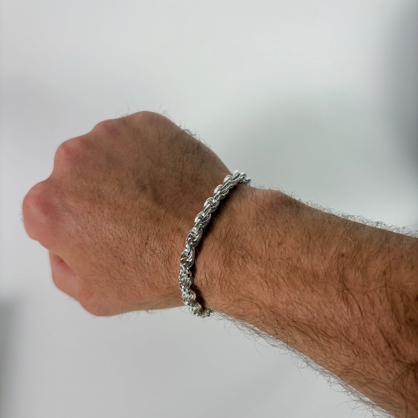 Solid .925 Sterling Silver Diamond Cut Rope Bracelet In 6mm 7, 8 & 9 Inches